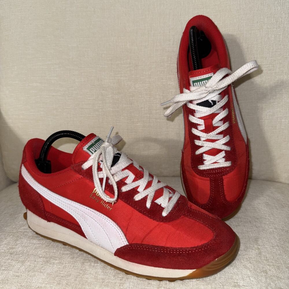 Puma Easy Rider Vintage Men’s Red Suede Sneakers Tennis Shoes Size 7 EUC